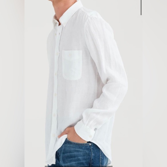 NWT, Long Sleeve Linen Front Pocket Shirt in Cloud White - Picture 2 of 5